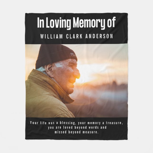 In Loving Memory Photo Poem Tribute Fleece Blanket (Front)