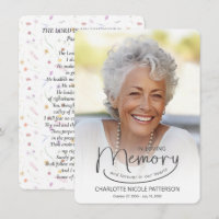 In Loving Memory Photo Prayer Card 