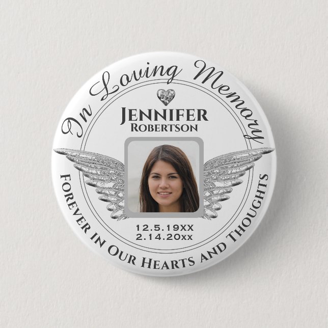 In Loving Memory Photo Remembrance 2 Inch Round Button (Front)