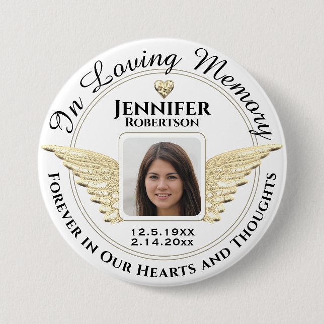 In Loving Memory Photo Remembrance 3 Inch Round Button (Front)