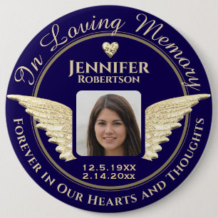 In Loving Memory Photo Remembrance 6 Inch Round Button