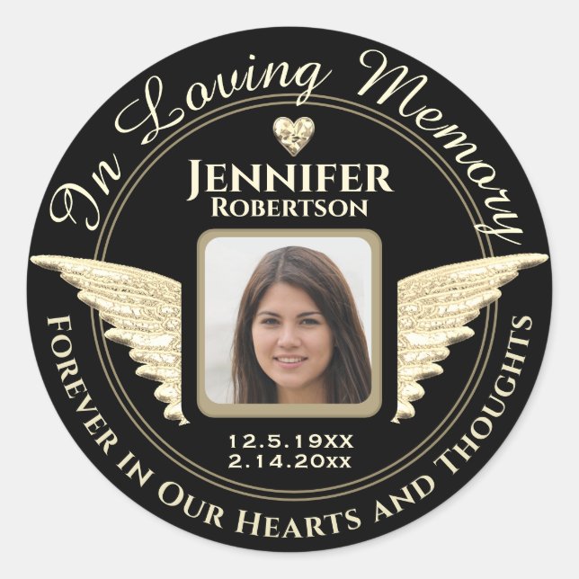 In Loving Memory Photo Remembrance Classic Round Sticker (Front)