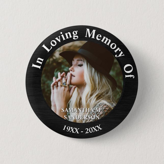 In Loving Memory Photo Remembrance Memorial 2 Inch Round Button (Front)