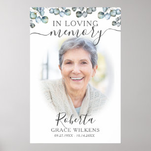 In Loving Memory Photo Script Eucalyptus Greenery Poster