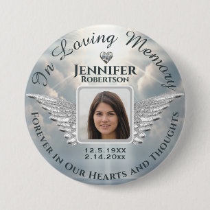 In Loving Memory Photo Silver 3 Inch Round Button