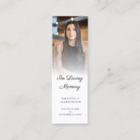 In Loving Memory Photo Simple Funeral Bookmark