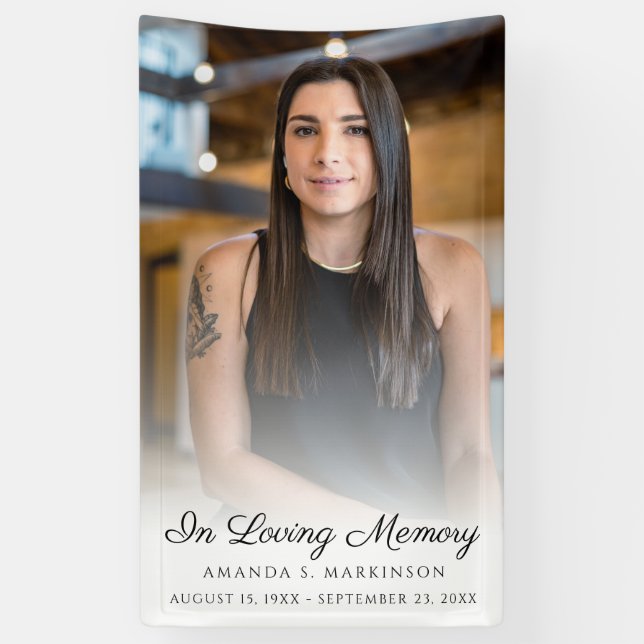 In Loving Memory Photo Simple Funeral Service Banner (Vertical)