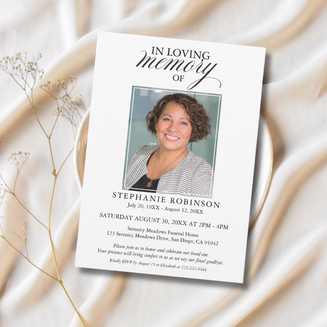 In Loving Memory Photo Simple Modern Funeral Invitation (Creator Uploaded)