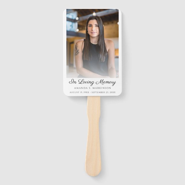In Loving Memory Photo Simple Order of Service Hand Fan (Front)