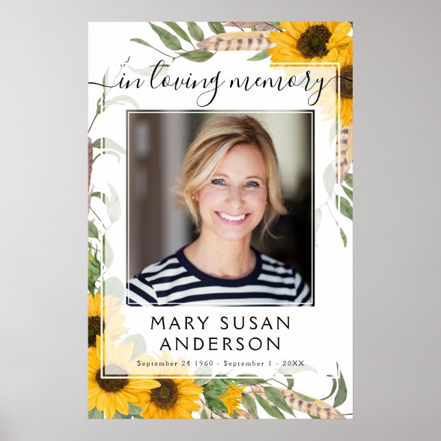 In Loving Memory Photo Sunflower Welcome Sign (Front)