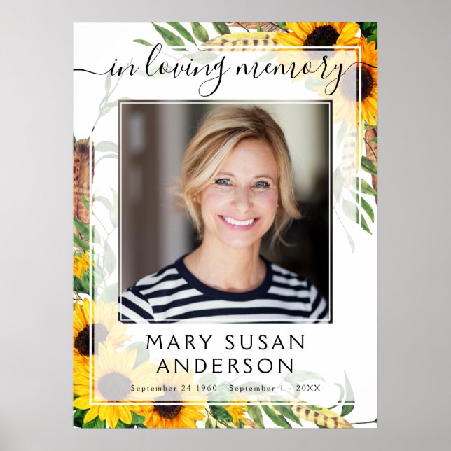 In Loving Memory Photo Sunflower Welcome Sign (Front)