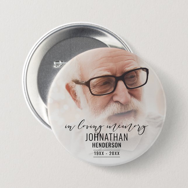 "In Loving Memory" Photo Tribute Pin Button (Front & Back)
