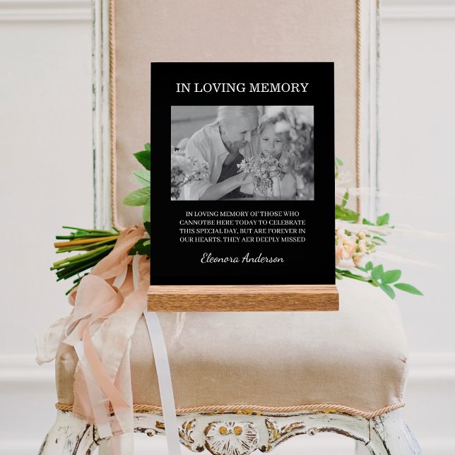 In Loving Memory Photo Wedding Black White Acrylic Sign (Creator Uploaded)