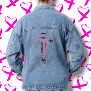 In Loving Memory Pink Cross Denim Jean Jacket
