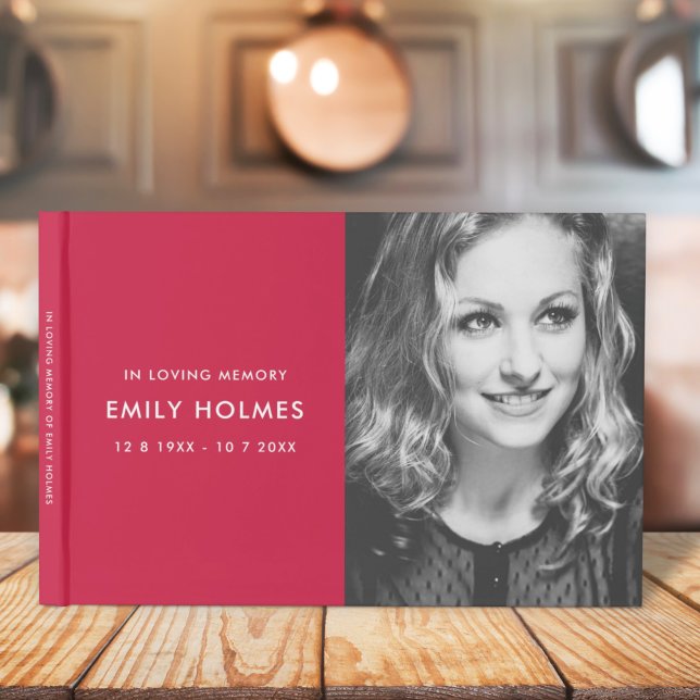 In Loving Memory | Pink Feminine Memorial Photo Guest Book (Creator Uploaded)