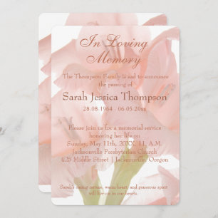 In Loving Memory - Pink Flower Memorial Service Invitation