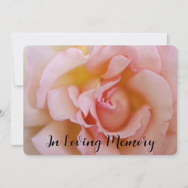 In Loving Memory Pink Rose Invitation (Front)