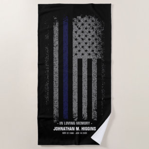 In Loving Memory Police Thin Blue Line Flag Beach Towel
