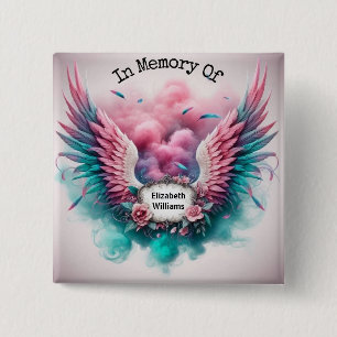  In Loving Memory Purple Floral  2 Inch Square Button