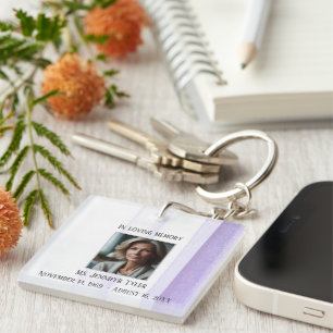 In Loving Memory Purple Funeral Memorial Keychain