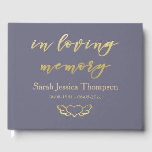 In Loving Memory Purple & Gold Book of Condolence