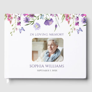 In Loving Memory Purple Wildflowers Guest Book