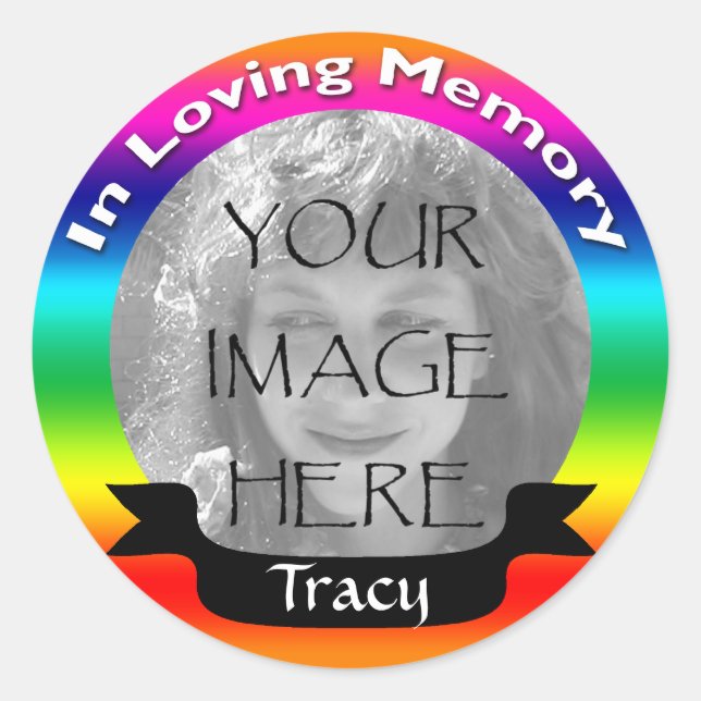 In Loving Memory Rainbow Photo Stickers (Front)