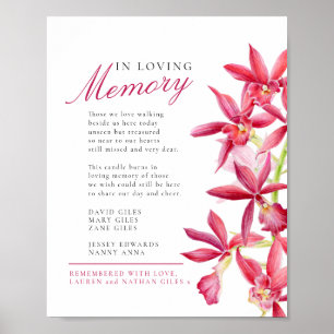 In loving memory red orchid watercolor wedding  poster