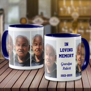 In Loving Memory Remembrance 4 Photo Navy Blue Mug