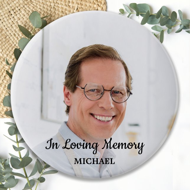 In Loving Memory Remembrance Modern Photo Memorial 3 Inch Round Button (Creator Uploaded)