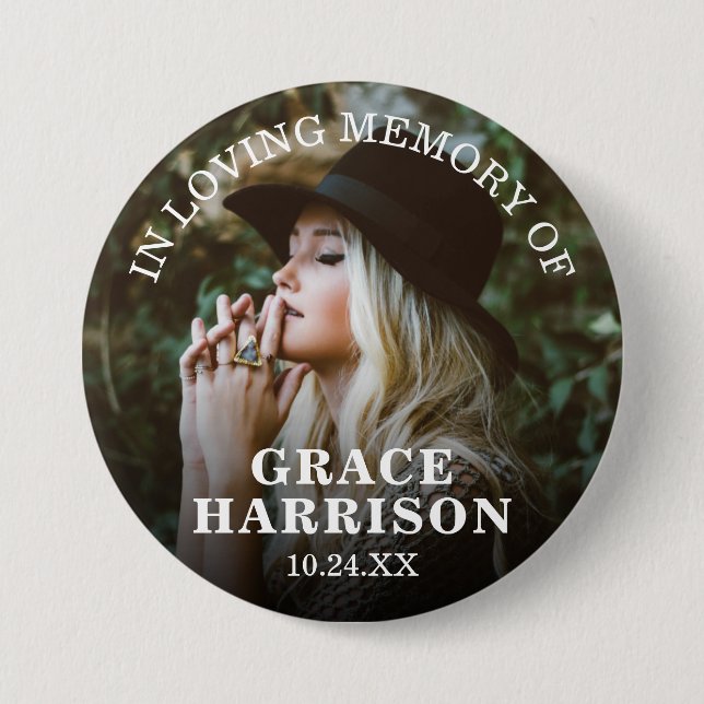 In Loving Memory | Remembrance Photo 3 Inch Round Button (Front)