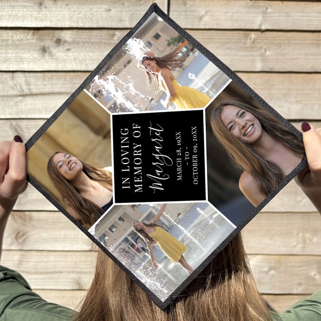 'In Loving Memory' Remembrance Photo Collage Graduation Cap Topper (Creator Uploaded)