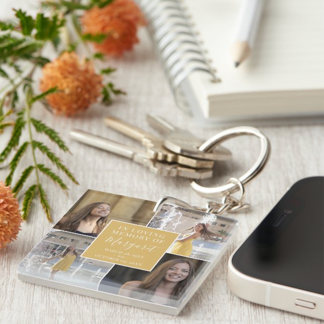 In Loving Memory Remembrance Photo Collage Keychain (Front Right)