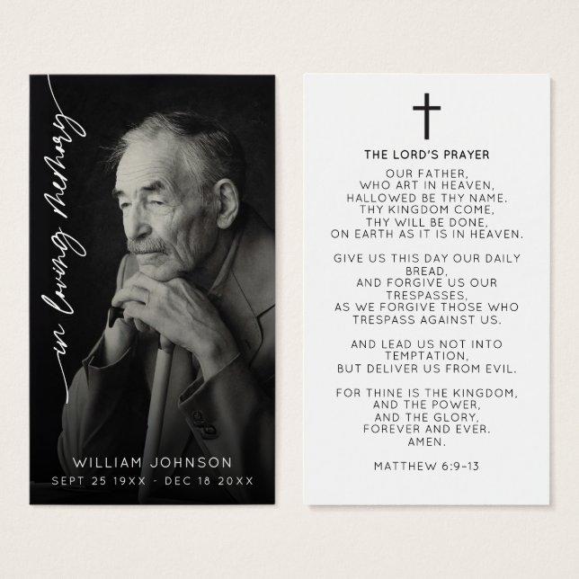 In Loving Memory Remembrance Photo Funeral Prayer (Front & Back)