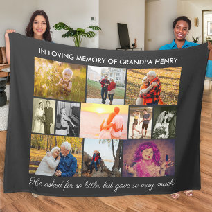 In Loving Memory Remembrance Quote Dark Grey Photo Fleece Blanket