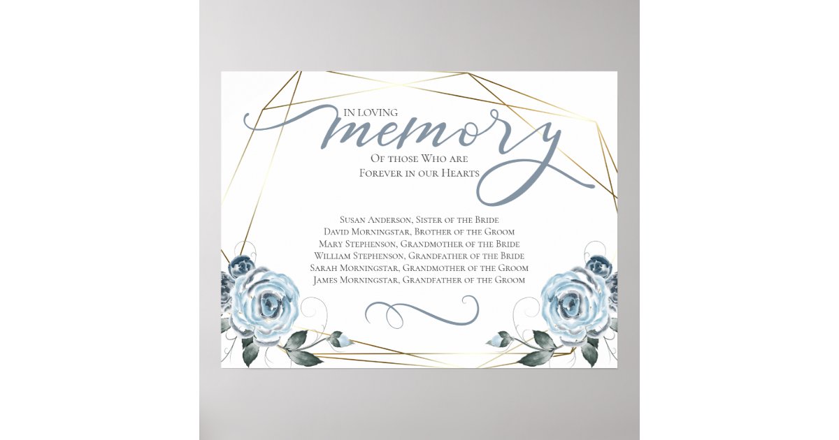 In Loving Memory Remembrance Wedding Ceremony Sign | Zazzle.ca