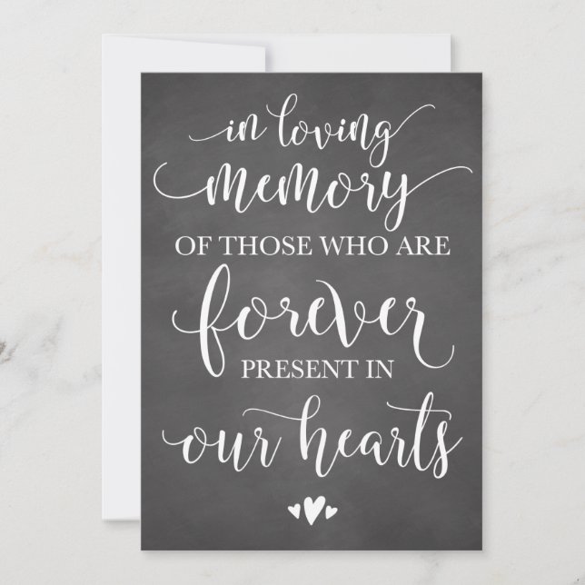 In Loving Memory Remembrance Wedding Ceremony Sign (Front)