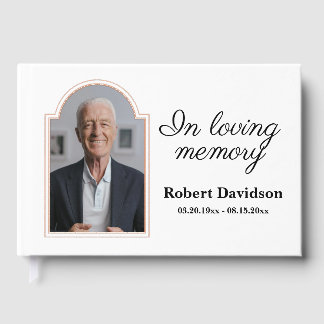 In Loving Memory Rose Gold Frame Memorial Funeral Guest Book