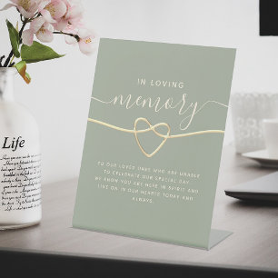 In Loving Memory Sage Green Wedding Memorial Pedestal Sign