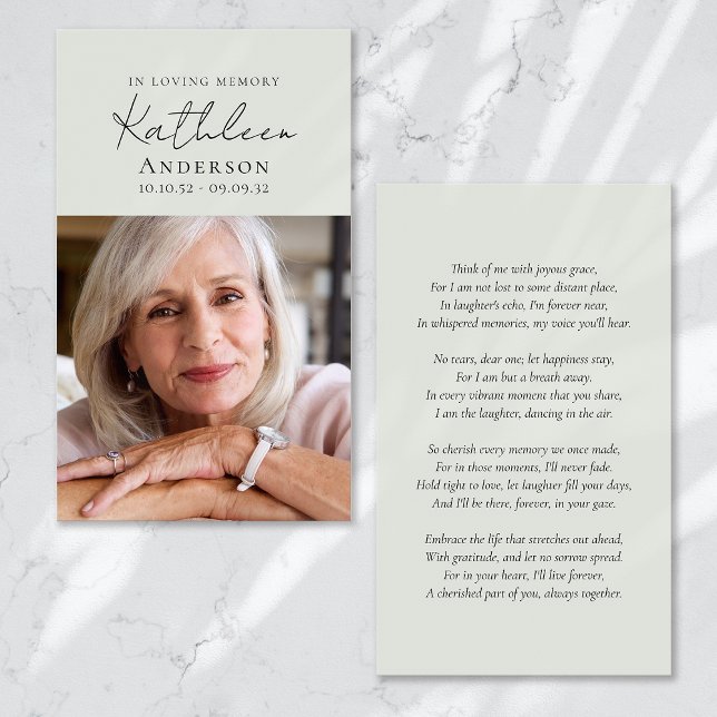 In Loving Memory Script Funeral Prayer Card (Creator Uploaded)