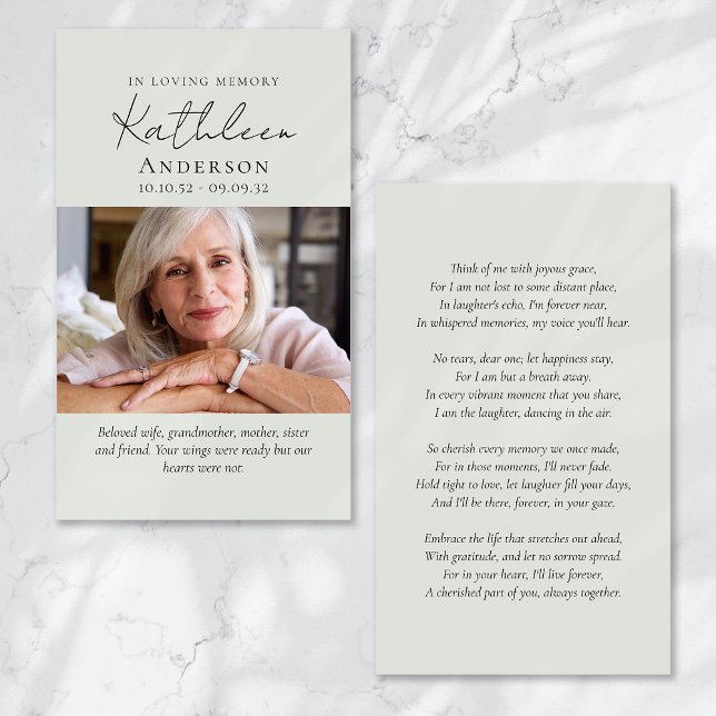 In Loving Memory Script Funeral Prayer Card (Creator Uploaded)