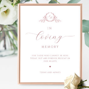 In loving Memory, Script Monogram Dusty Rose Sign