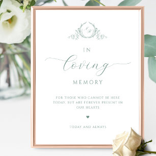 In loving Memory, Script Monogram Sage Green Sign