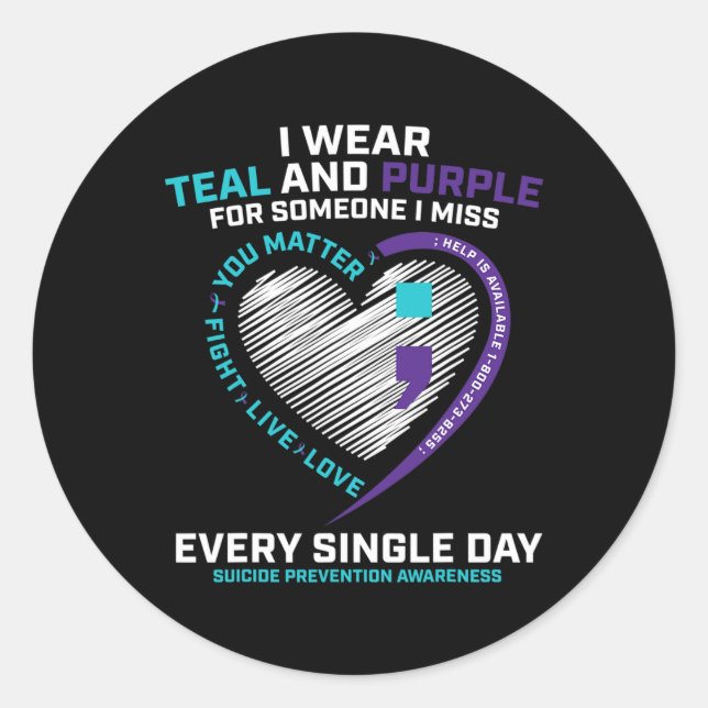In Loving Memory Semi Colon Suicide Prevention Awa Classic Round Sticker (Front)