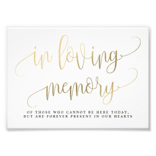 In Loving Memory Sign Choose Your Size Faux Gold