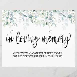 In Loving Memory Sign - Eucalyptus Wedding