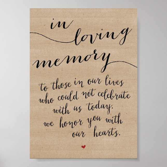 In loving memory sign - Funeral memorial sign (Front)
