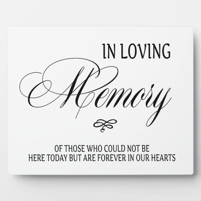 In Loving Memory sign Tabletop Plaque with Easel (Front)
