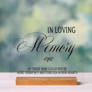 In Loving Memory sign Tabletop Plaque with Easel
