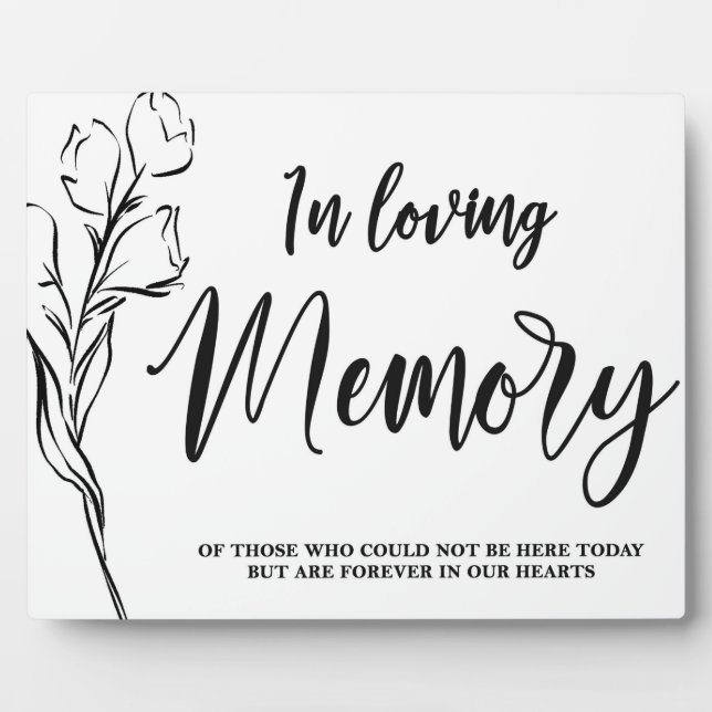 In Loving Memory sign Tabletop Plaque with Easel (Front)
